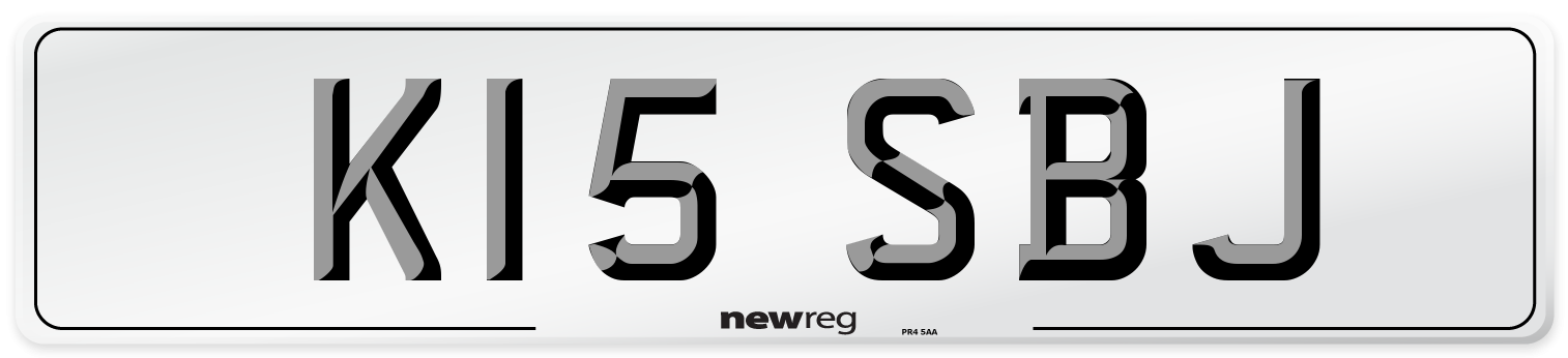 K15 SBJ Number Plate from New Reg